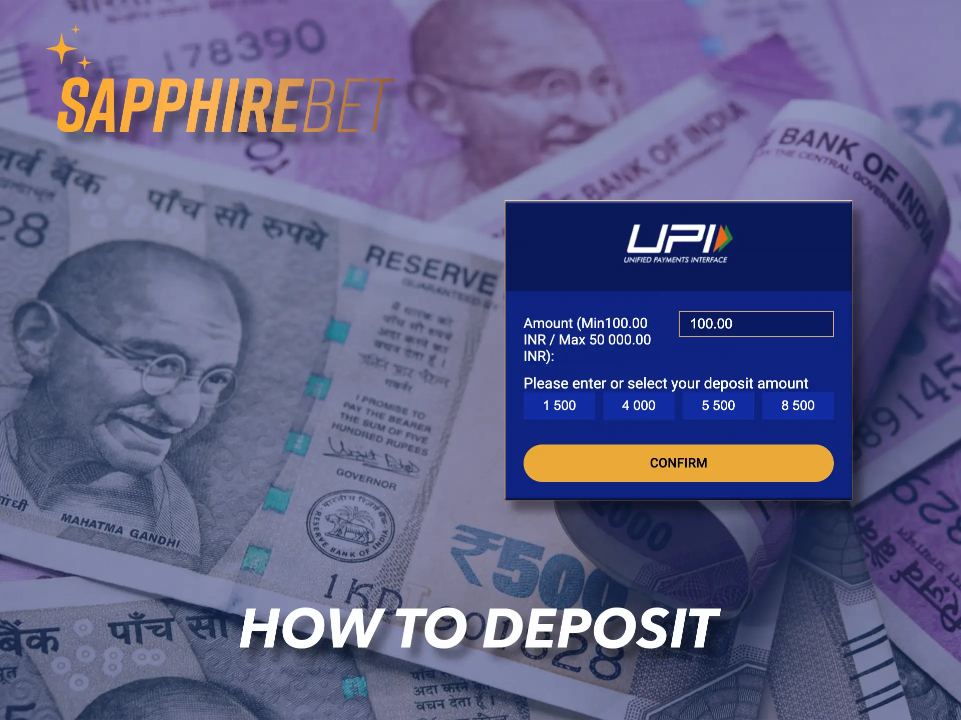 Make your first deposit at Sapphirebet Casino.