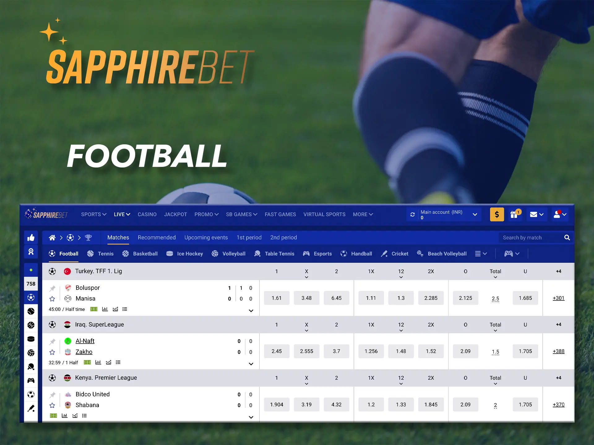 Football is the most popular game in the world and is already available for predictions at Sapphirebet.