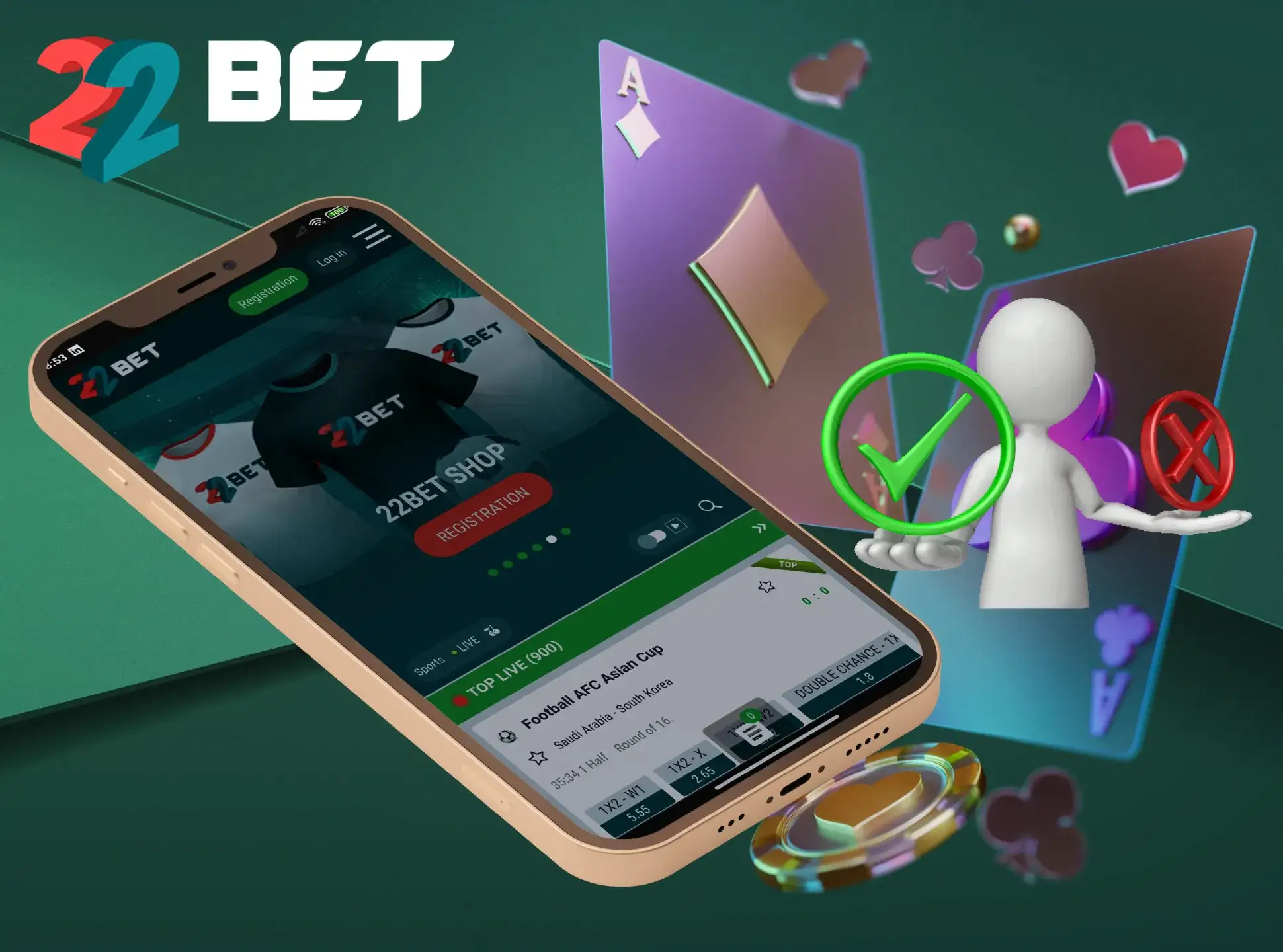 The 22Bet app has more advantages than disadvantages