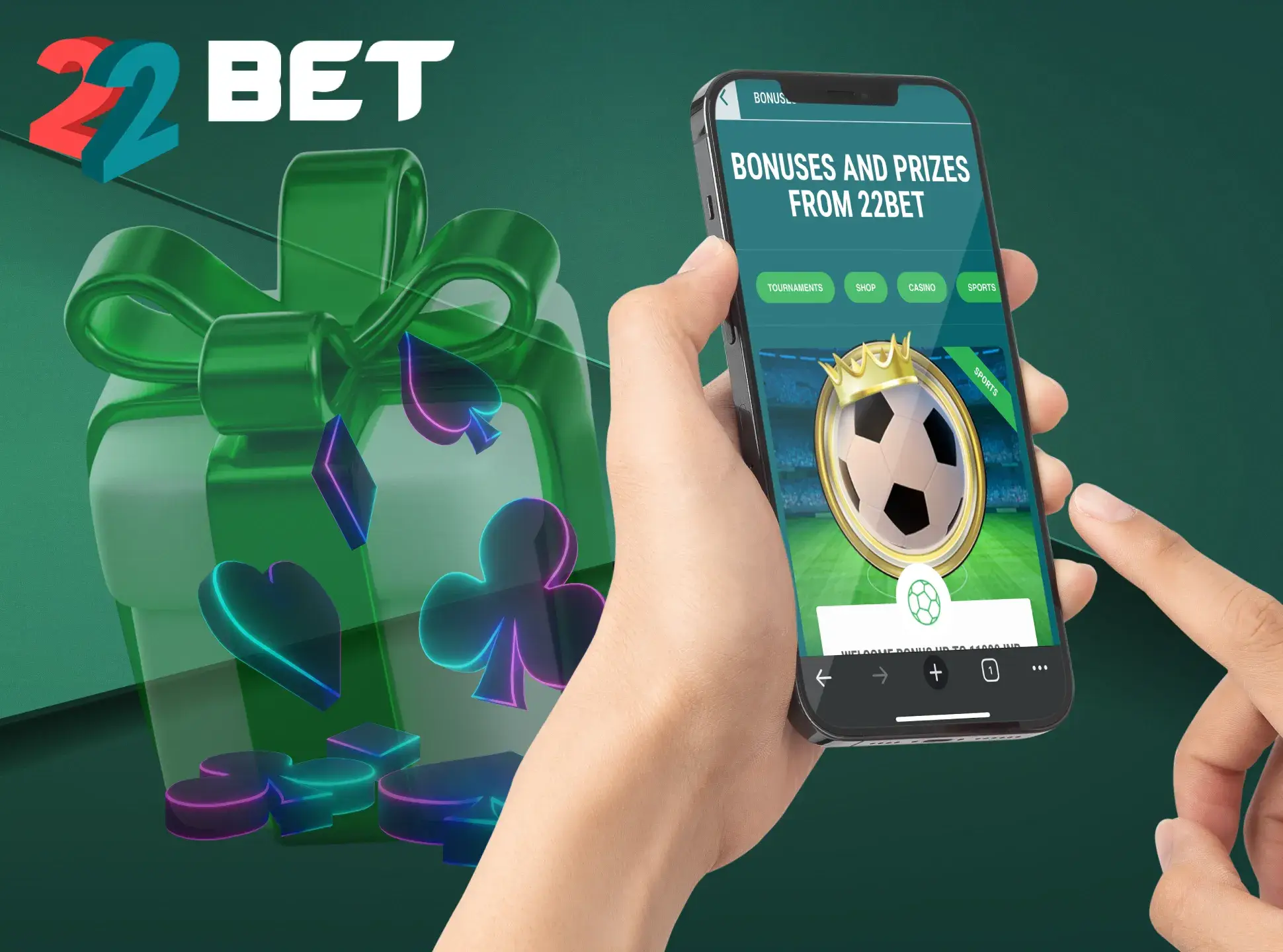 Take advantage of the available bonuses and place your bets in the 22Bet app.