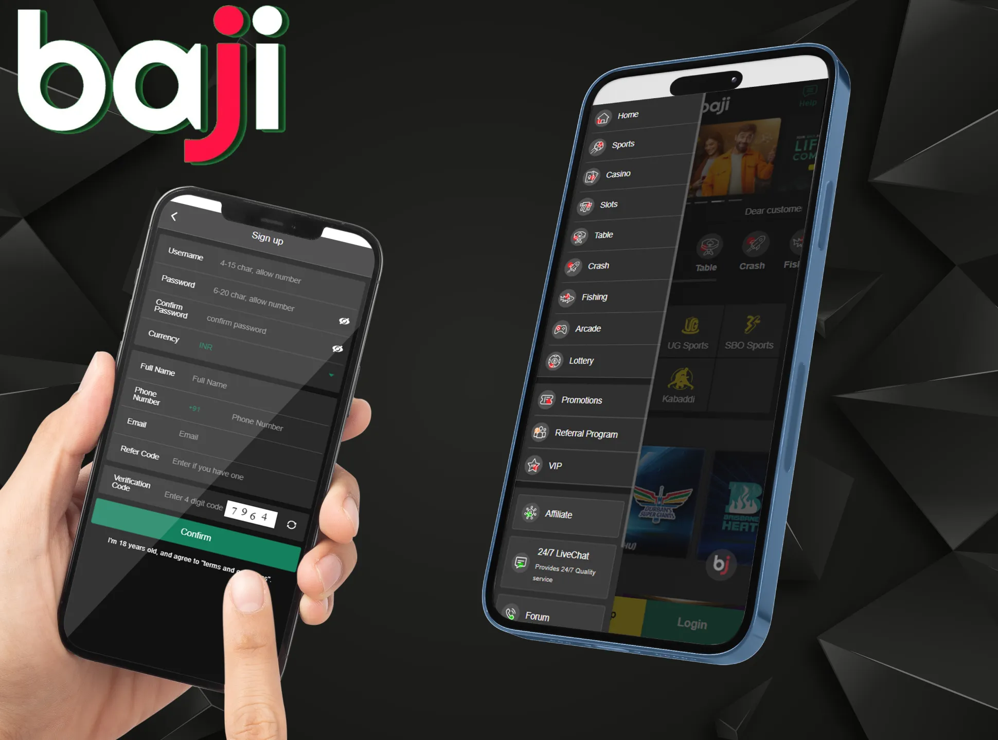 You can bet and play casino via the browser version of the Baji sportsbook.