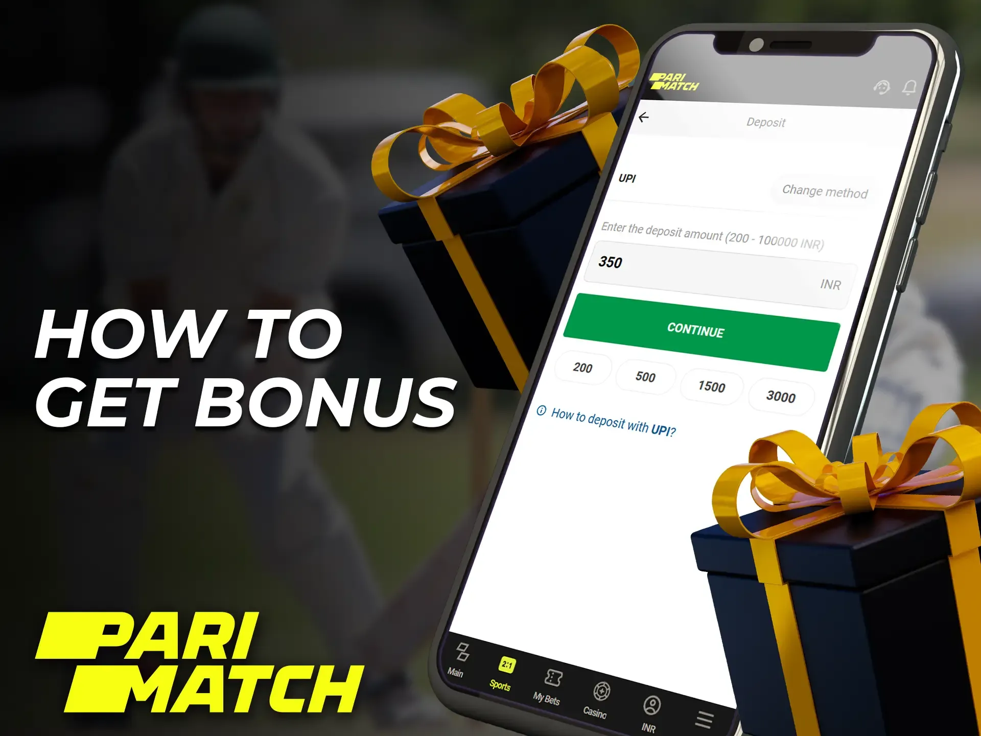 To get a bonus in the Parimatch app follow a few steps.