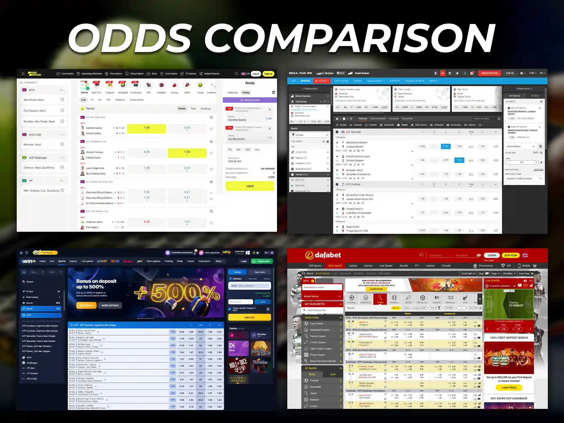 Before placing a bet visit several bookmakers to compare odds.