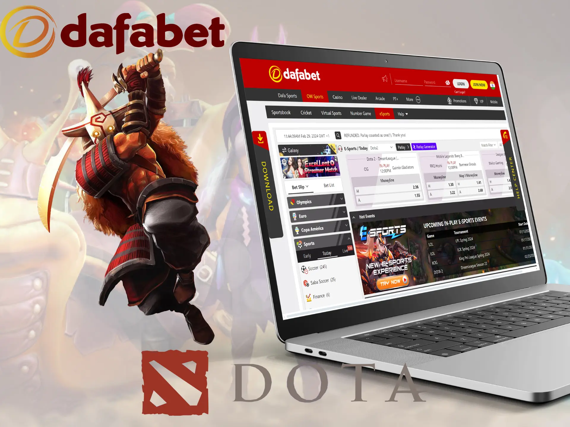 Dafabet has two sportsbooks and provides betting opportunities on Dota 2 matches and live events.