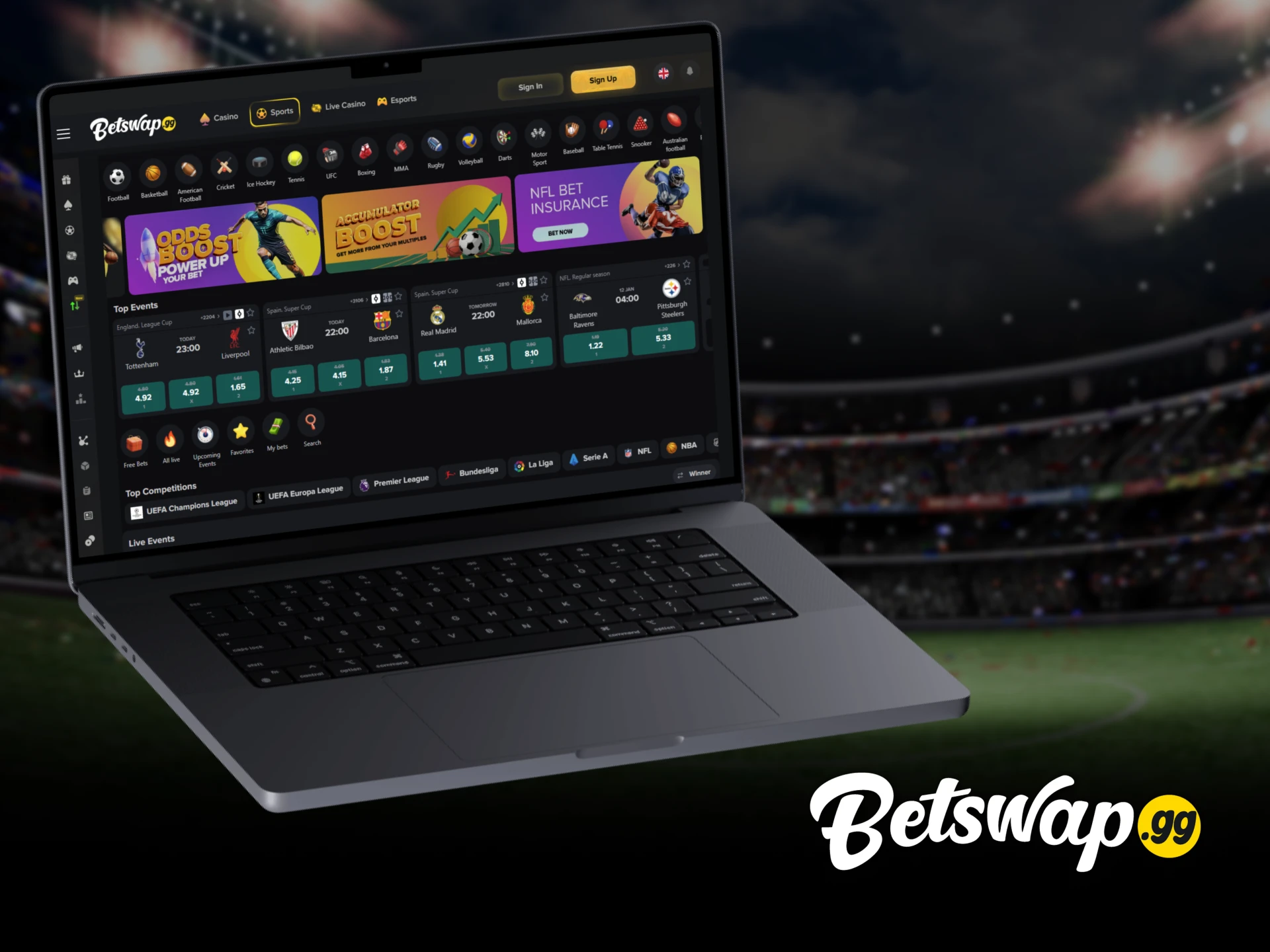 Place your bets on sports at Betswap.