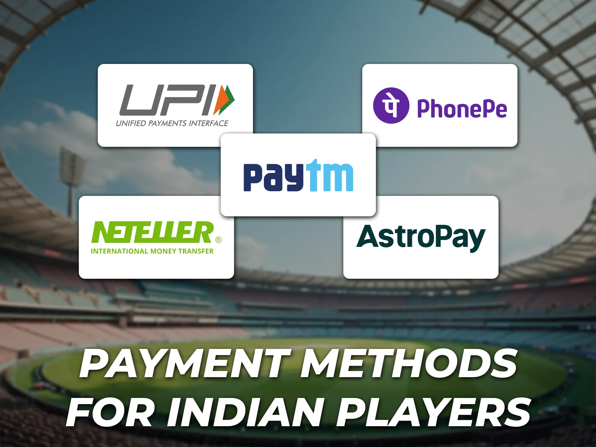 Methods of payment for Indian participants in betting on the ICC Champions Trophy.