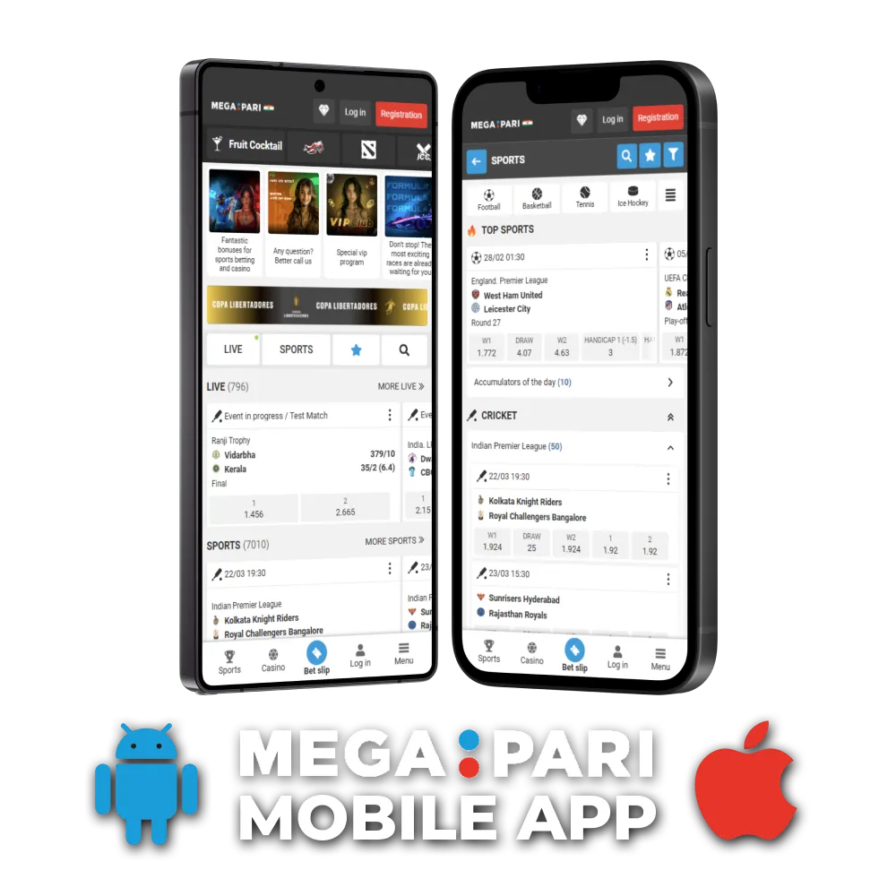 Get Megapari’s sports betting app on your Android or iOS device.