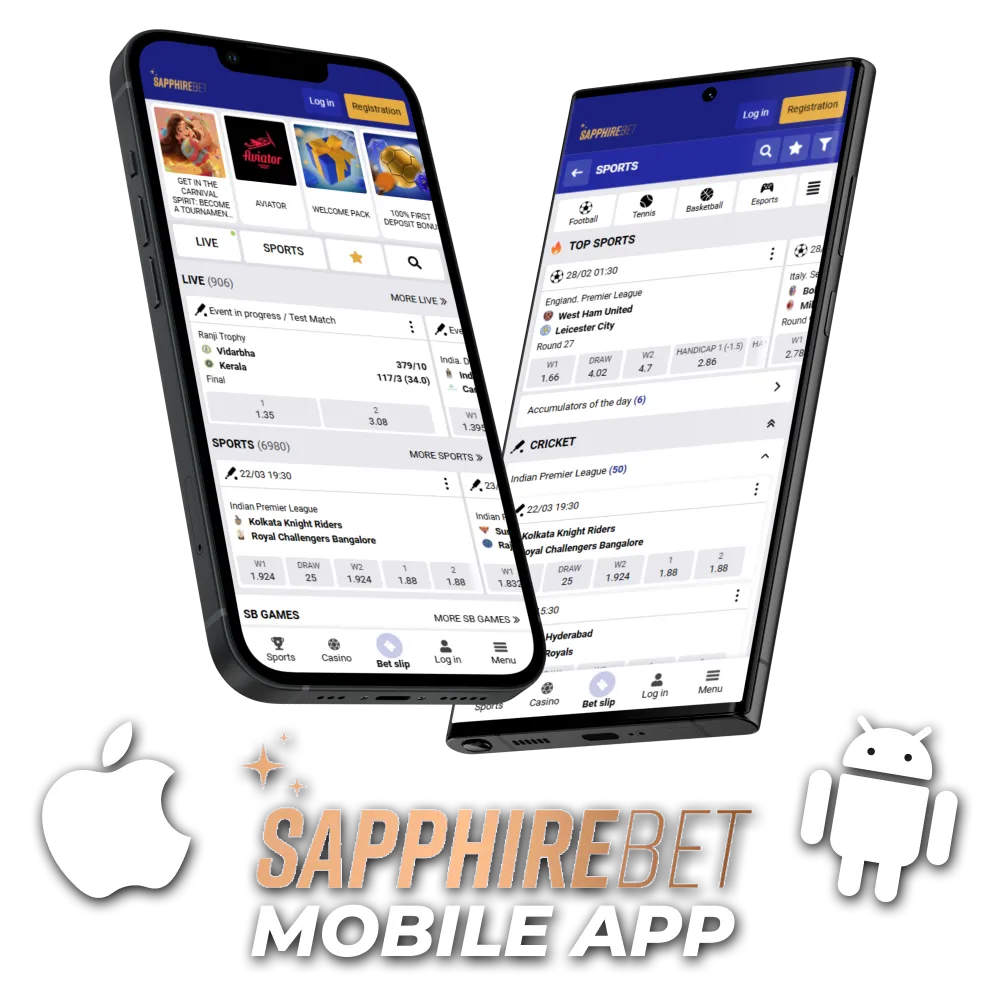 Sapphirebet’s sports betting app is available for installation on Android and iOS devices.